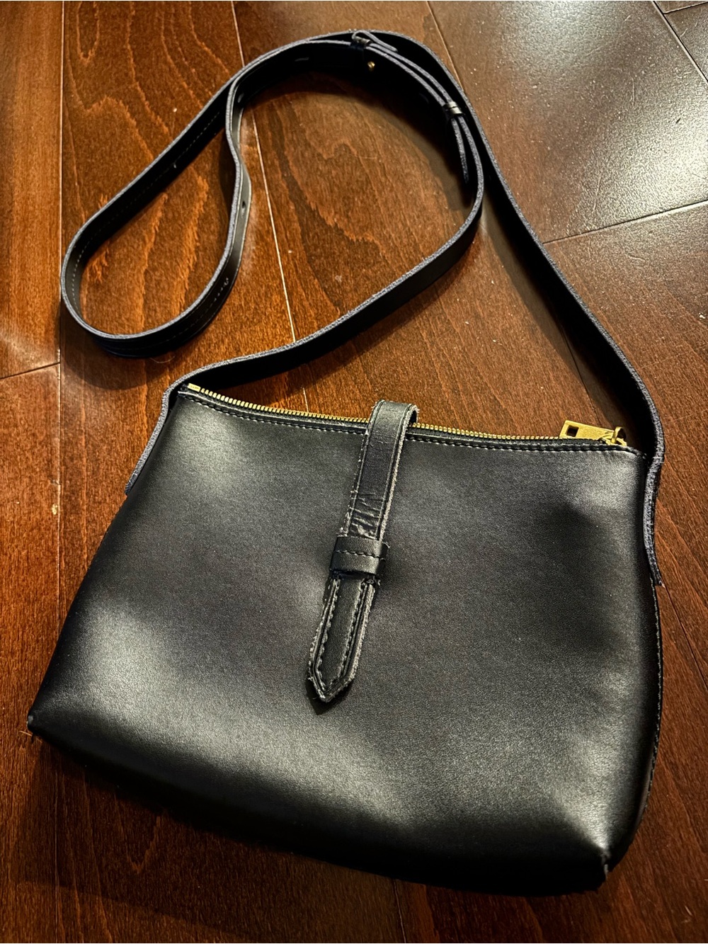 J.Crew Parker Smooth Genuine Leather Black Crossbody Bag